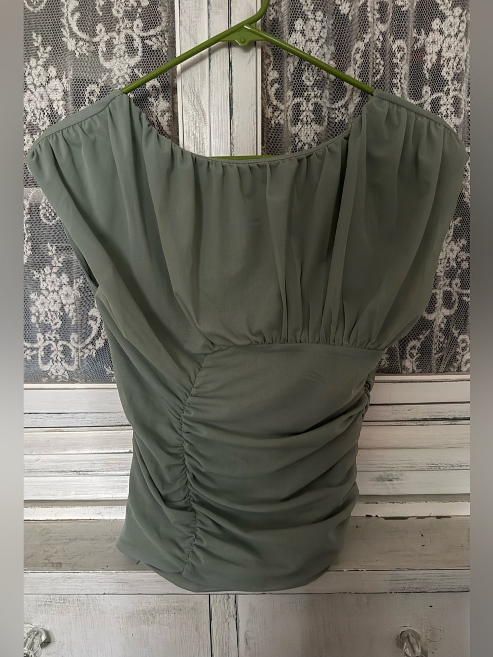 Women’s Olive Green Ruched Blouse